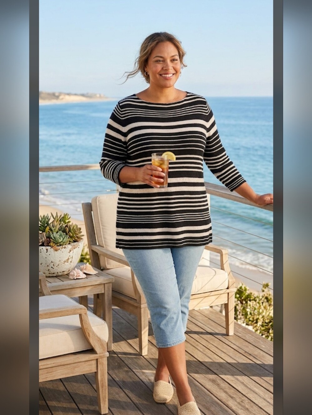 Lauren Ralph Lauren Striped Linen Blend Pullover Sweater 1X Coastal Mature #10